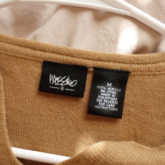 Vintage Mossimo 90s Camel Brown Minimalist Luxe Normcore Knit Long Sleeve Top - Picture 2 of 5
